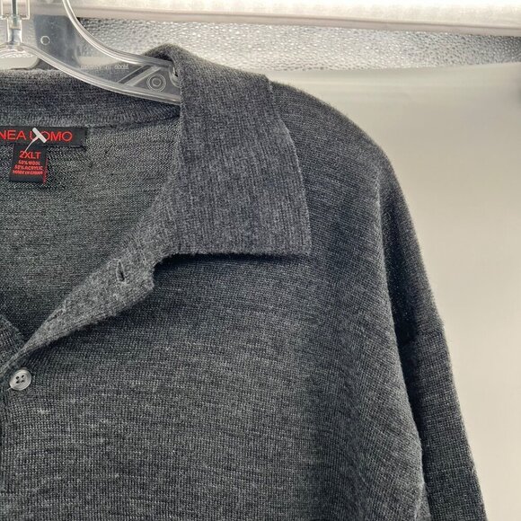 Linea Uomo Men's Wool Pullover Sweater Collared Gray Size 2XL Tall - Picture 5 of 8